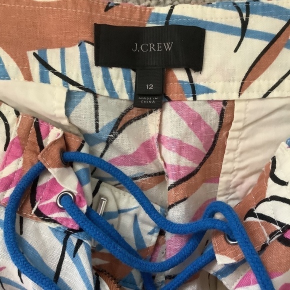 J.Crew Desert Oasis Tropical Print Linen Blend Board Shorts 12 - Picture 5 of 9